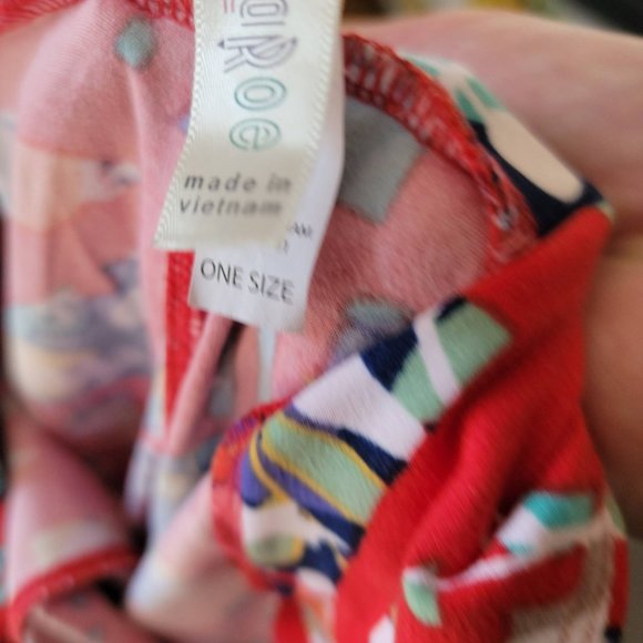 OS LuLaRoe Soft Stretchy Leggings Red Blue Floral Print - Picture 2 of 9